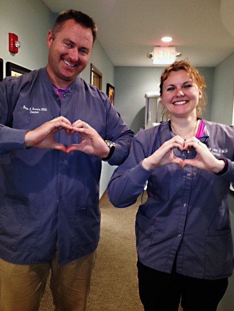 Dr. Drews and Dr. Lake with heart hands