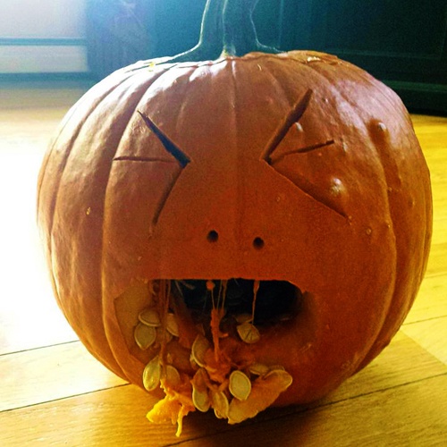 creatively carved pumpkin