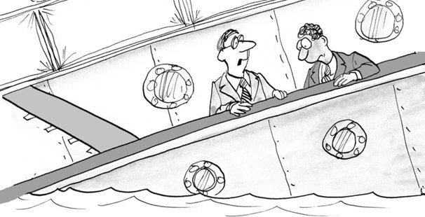 sinking Titanic cartoon drawing