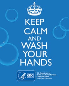 CDC poster that says keep calm and wash your hands