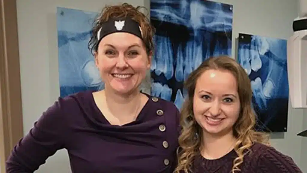 Dr. Kristie Lake and Emily standing together in the xray area of Drews Dental Services