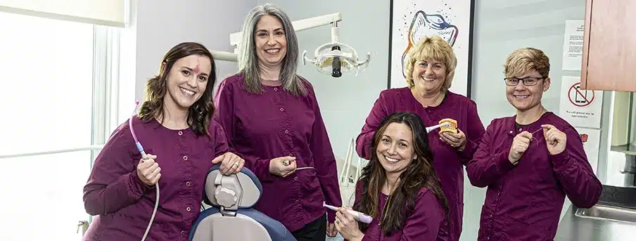 group shot of the dental hygienists at Drews Dental Services in Lewiston, Maine