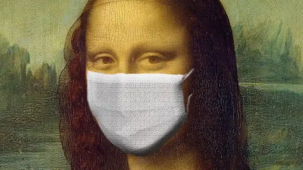 monalisa wearing a surgical mask