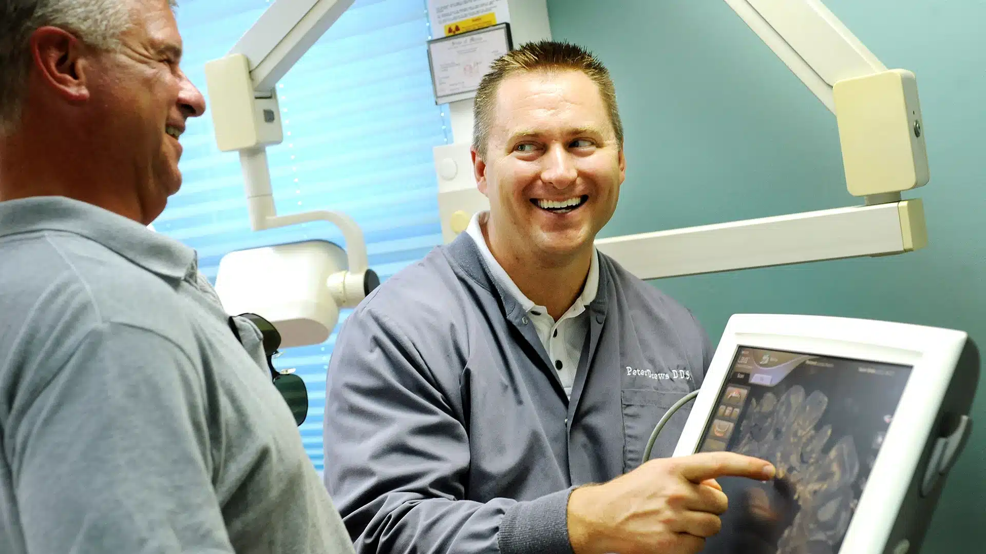 Dr. Peter Drews with a dental patient