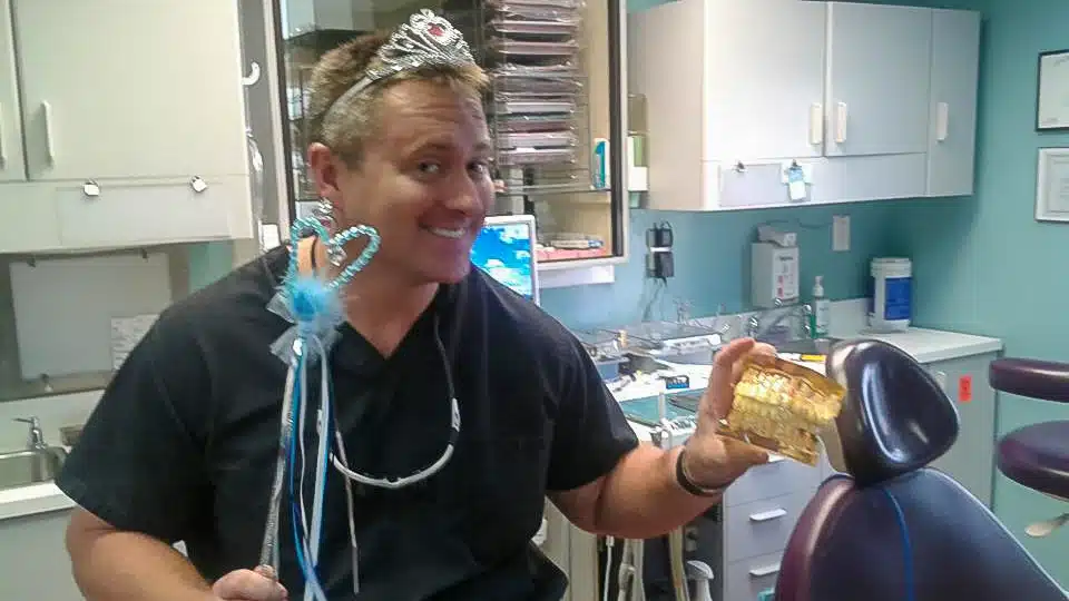 Dr. Peter Drews dressing up as the tooth fairy