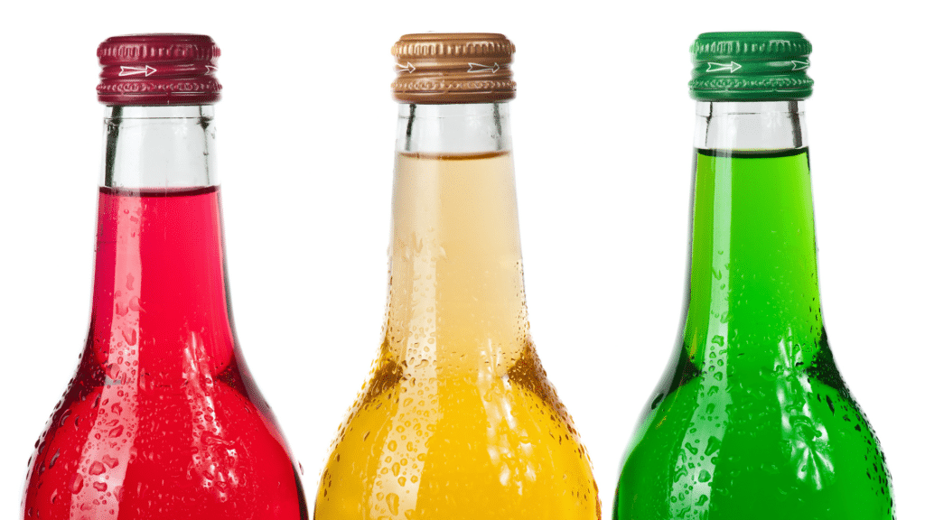 three soda bottles