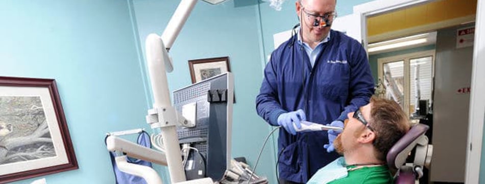 Dr. Drews treating a dental patient